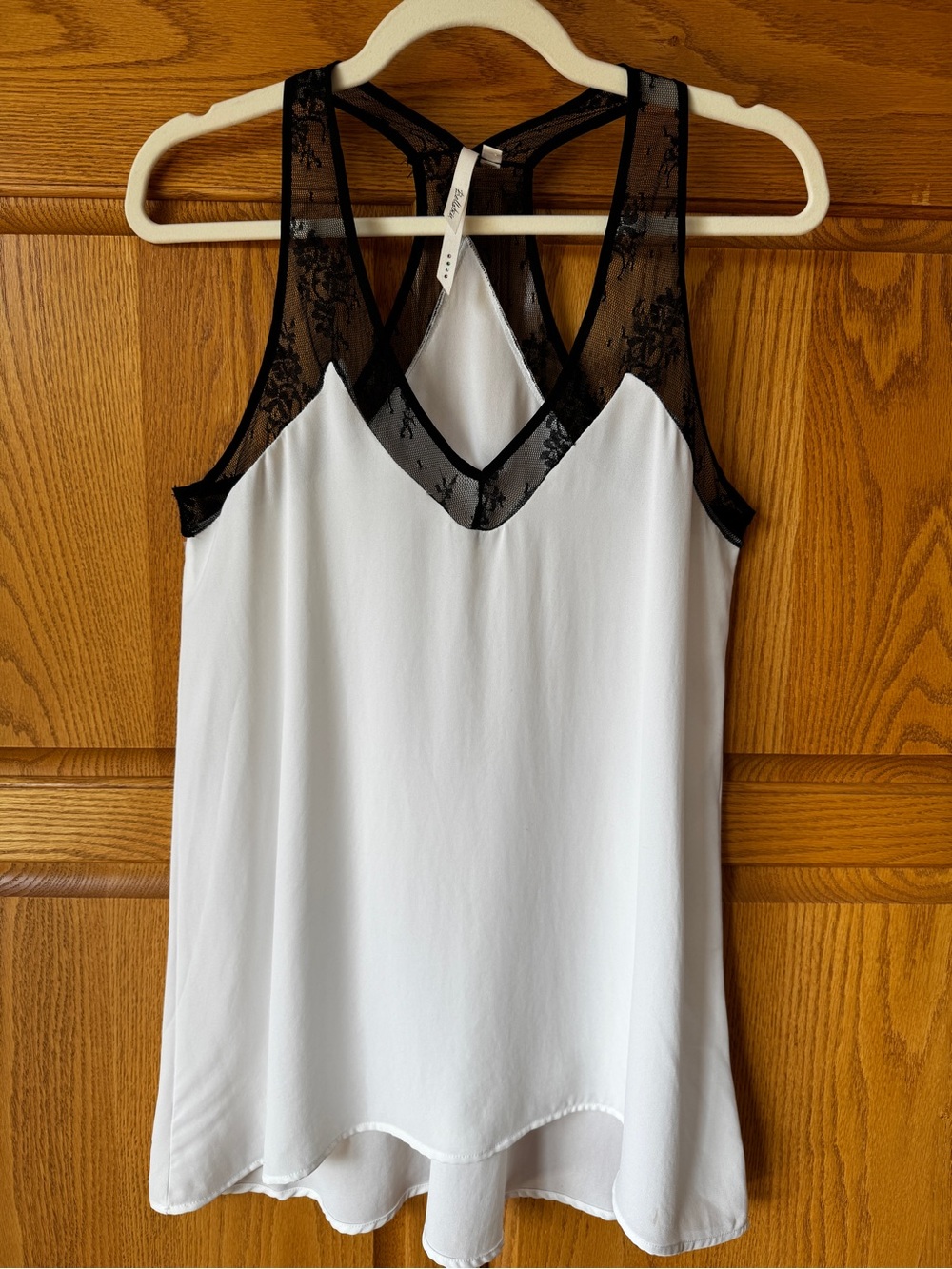 Bellatrix White Camisole with Black Lace Racerback